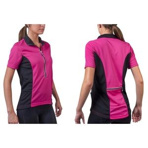 AERO TECH DESIGNS Women’s Specific Cycling Jersey - BRIGHT PINK/BLACK - Size M